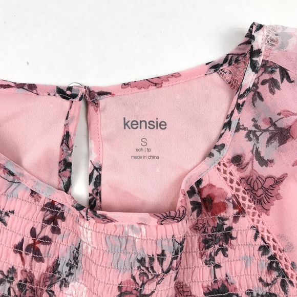 Kensie Floral Smock Top Blouse - Picture 2 of 7